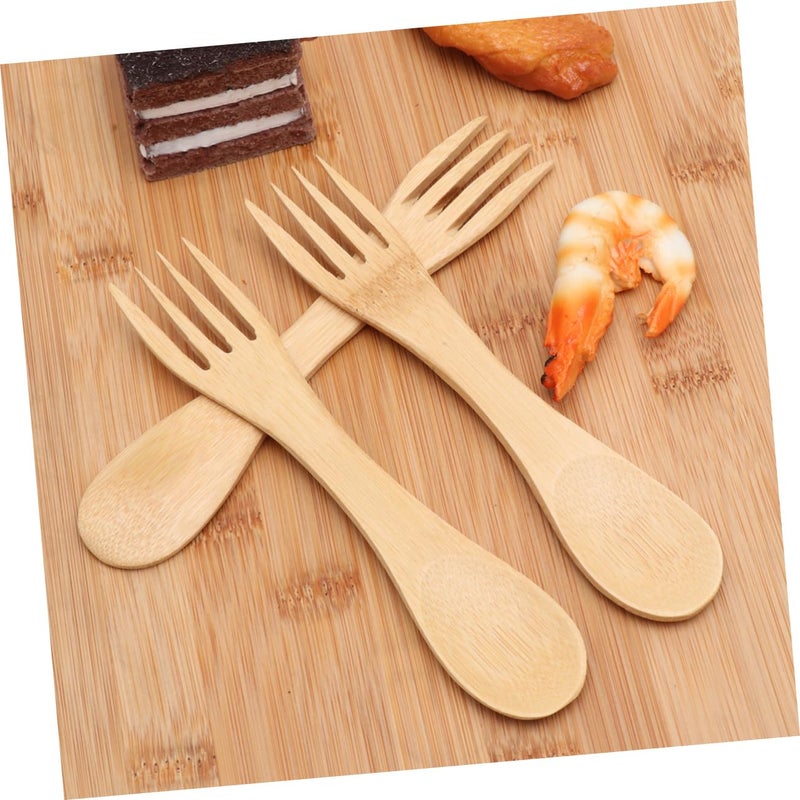 Wooden Spoons Forks Set 5 Pieces Eco Friendly Safe For Kids Adults - Image 3