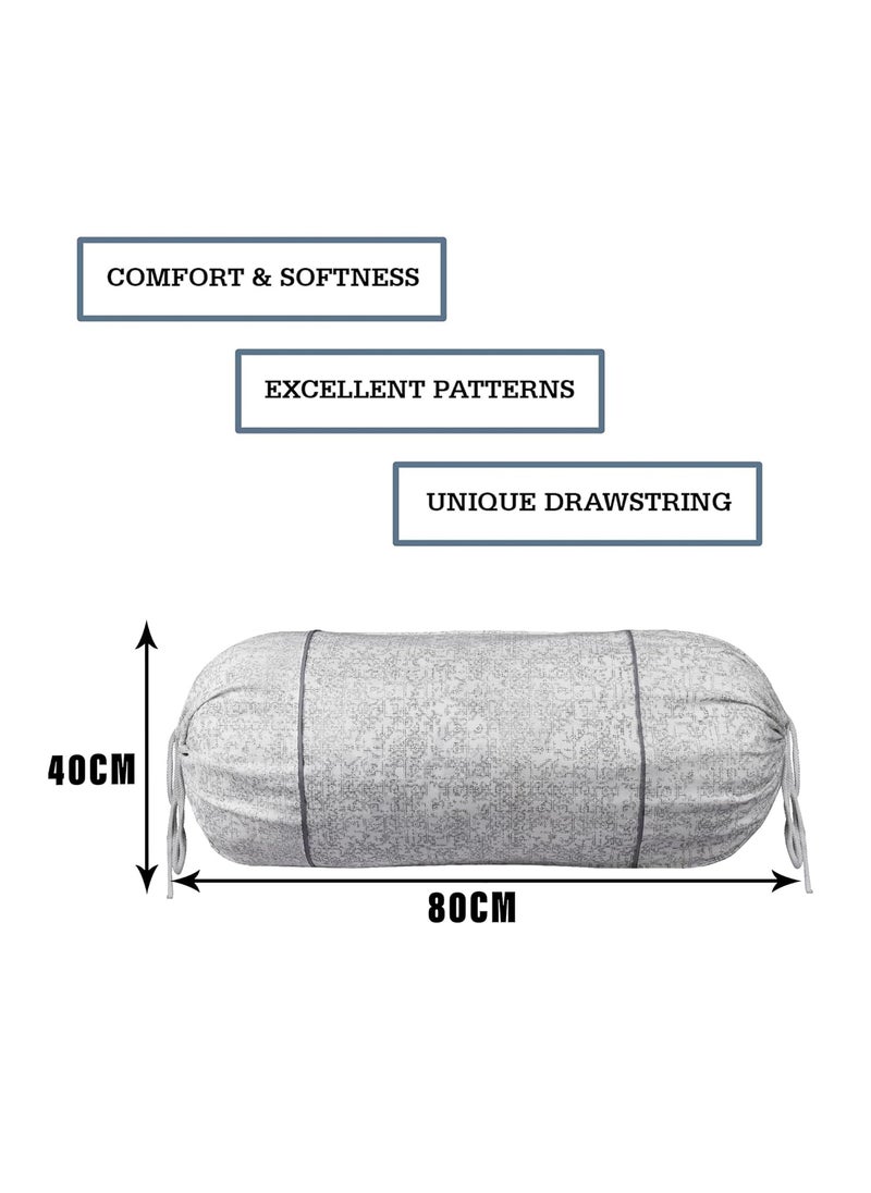 Kuber Industries Kuber Industries Bolster Covers Cotton Bolster Cover Set Diwan Bolster Cover Set Khakhi Printed Masand Cover 16x32 Inch Pack of 6 White  - Image 3