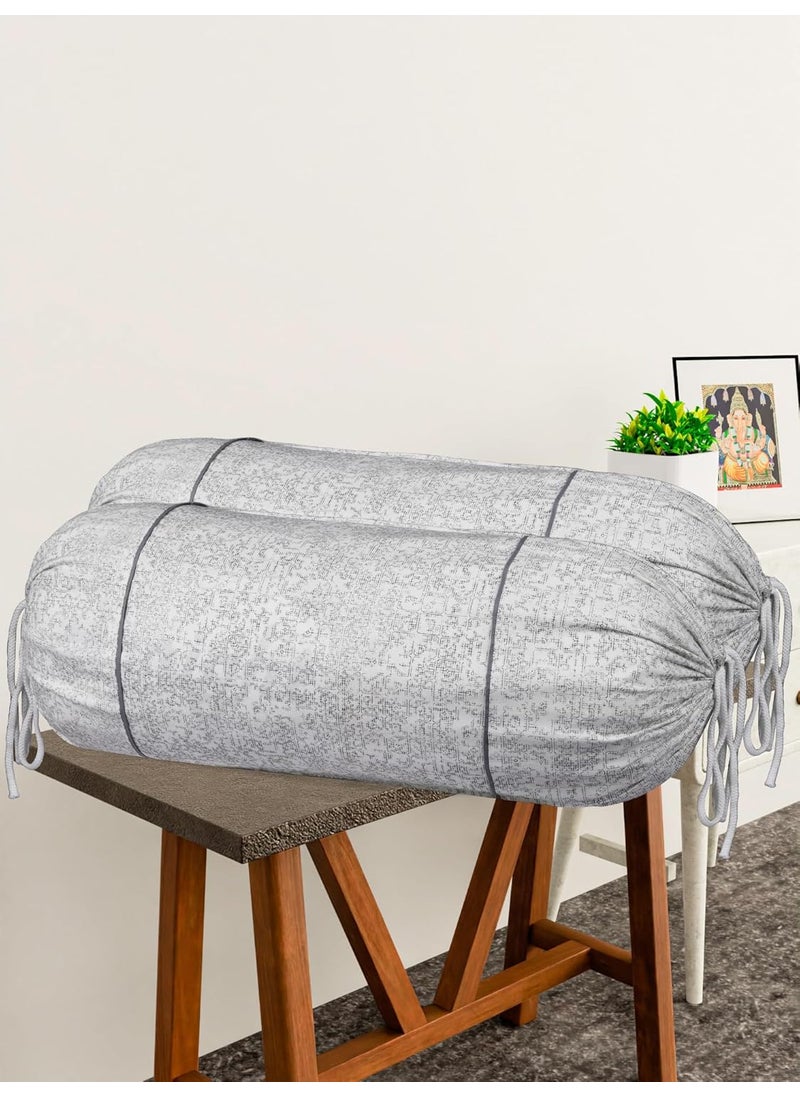 Kuber Industries Kuber Industries Bolster Covers Cotton Bolster Cover Set Diwan Bolster Cover Set Khakhi Printed Masand Cover 16x32 Inch Pack of 6 White  - Image 2