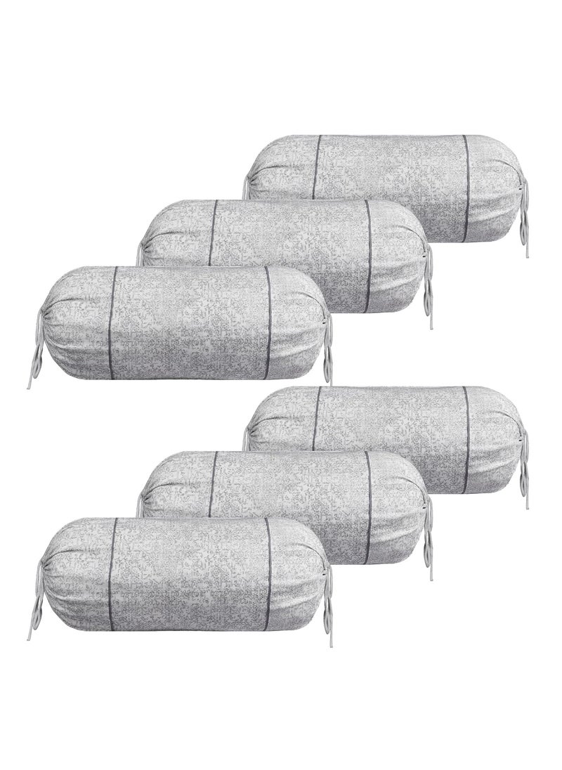 Kuber Industries Kuber Industries Bolster Covers Cotton Bolster Cover Set Diwan Bolster Cover Set Khakhi Printed Masand Cover 16x32 Inch Pack of 6 White  - Image 1