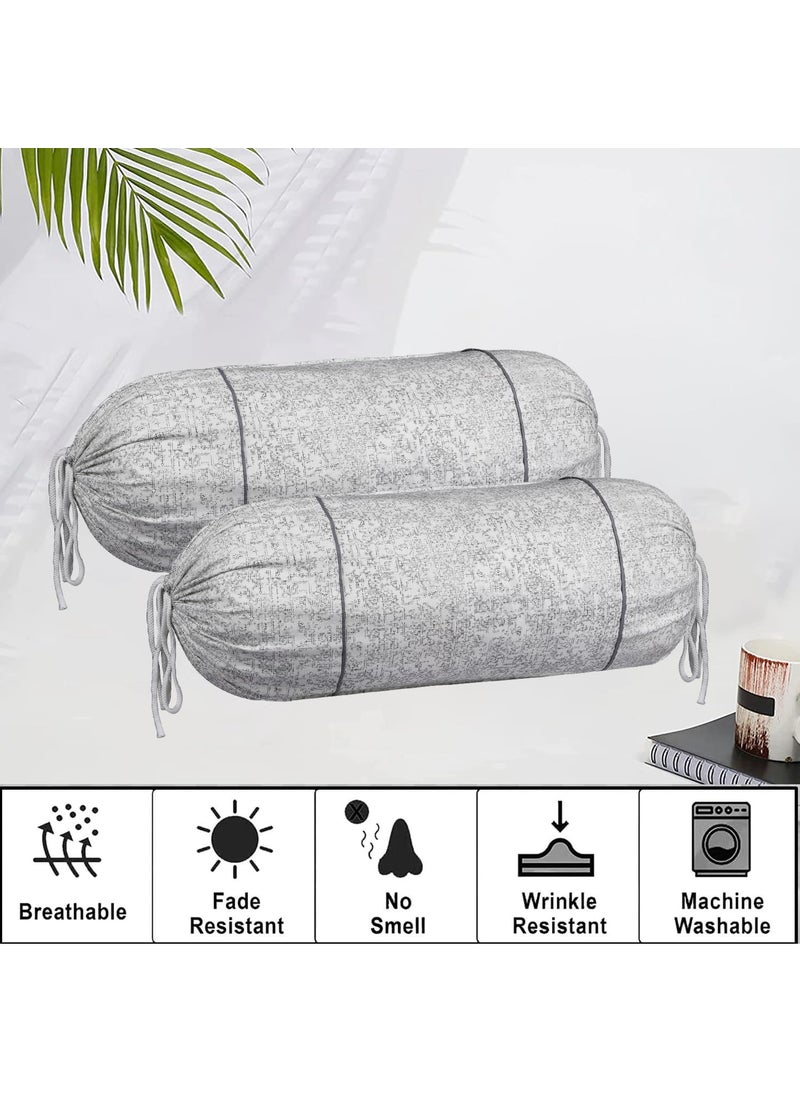 Kuber Industries Kuber Industries Bolster Covers Cotton Bolster Cover Set Diwan Bolster Cover Set Khakhi Printed Masand Cover 16x32 Inch Pack of 6 White  - Image 5