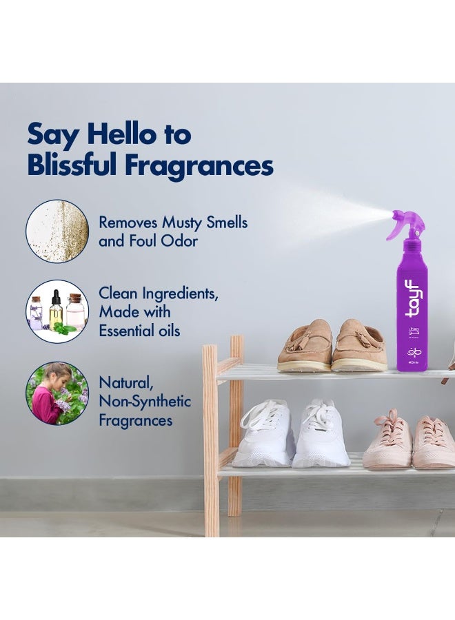 طيف معطر جو فاخر بخاخ 400 مل للمنزل والمكتب والسيارة والسيارات الرياضية متعددة الاستخدامات والسيدان - لون بنفسجي - رائحة زيت عطري تدوم طويلاً، مزيل طبيعي للروائح، غير بخاخ، أكثر من 200 بخة دقيقة، آمن للأطفال والحيوانات الأليفة، يتضمن معطرًا معلقًا - Image 4