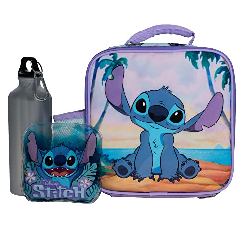 Disney Stitch Lunch Box Set for Boys Girls Stainless Steel Water Bottle with Carabiner Clip and Ice Pack Insulated Waterproof Lunch Bag with Zipper 4 Pieces - Image 1