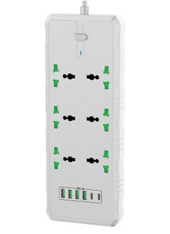 GULFLINK Power Extension Cord 2 Meter Cable With 6 Power Socket 4 USB 2 PD Power Strip White  - Image 1