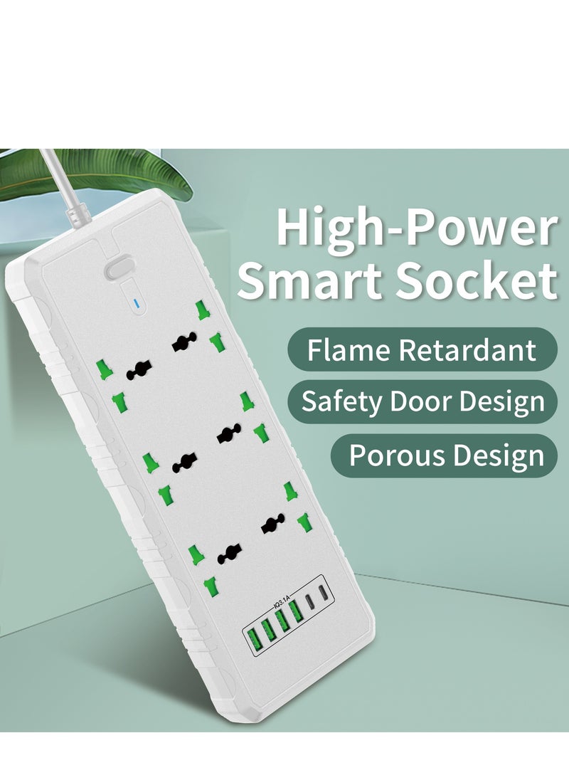 GULFLINK - Power Extension Cord 2 Meter Cable With 6 Power Socket 4 USB 2 PD Power Strip White - Image 1