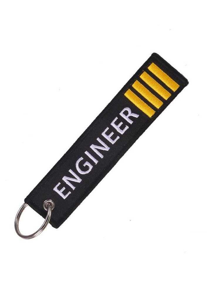 SOLDOUT Double Sided Embroidery Flight Crew Captain Pilot Keychain Keyring For Motorcycles, Cars, Bag, Key Fobs Fashion (Engineer)  - Image 1