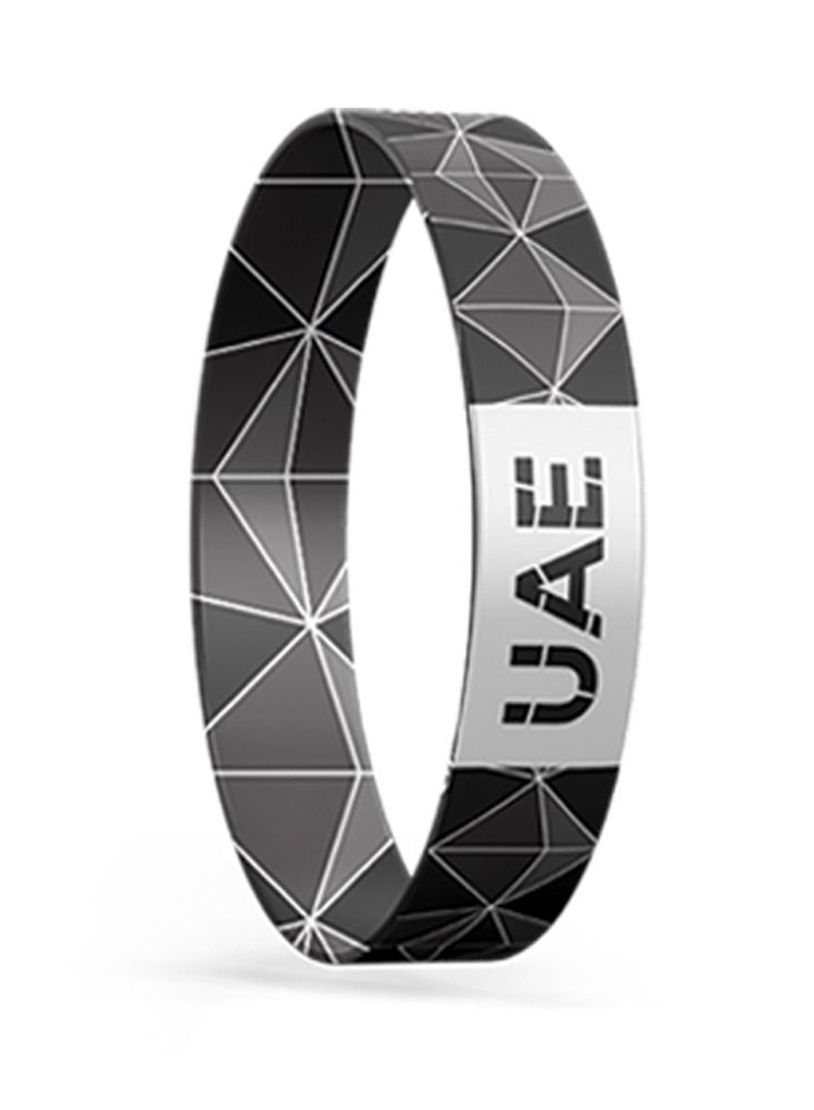 Bracelets Ethmar Bracelets 6 high quality elastic band bracelets Black Color Design for Adult Embroidered in the middle on both sides with UAE in Arabic and English - Image 1