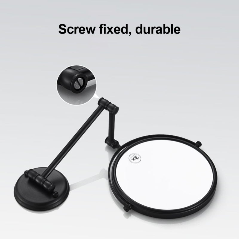 Wall Mounted Magnifying Mirror: 8-Inch Black Double-Sided 360° Rotating - Corrosion Resistant Nordic Style Antique Mirror for Bathroom Vanity Grooming & Decor - Image 2