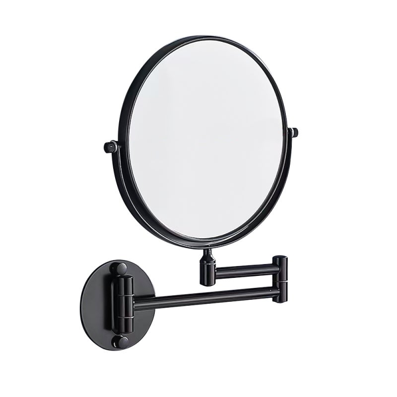 Wall Mounted Magnifying Mirror: 8-Inch Black Double-Sided 360° Rotating - Corrosion Resistant Nordic Style Antique Mirror for Bathroom Vanity Grooming & Decor - Image 1