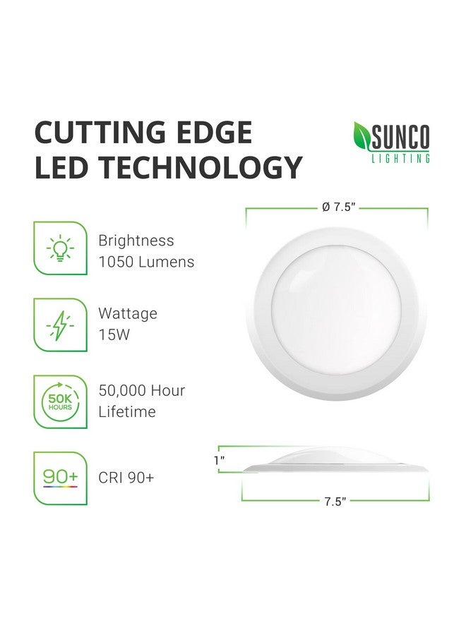 صنكو لايتنغ مجموعة من 12 مصباح LED قرصي مقاس 5/6 بوصة من Sunco، إضاءة سقفية مدمجة، 1050 لومن، 4000 كلفن أبيض بارد، قابلة للتعتيم، 15 وات = 75 وات، مقاومة للرطوبة - Image 2