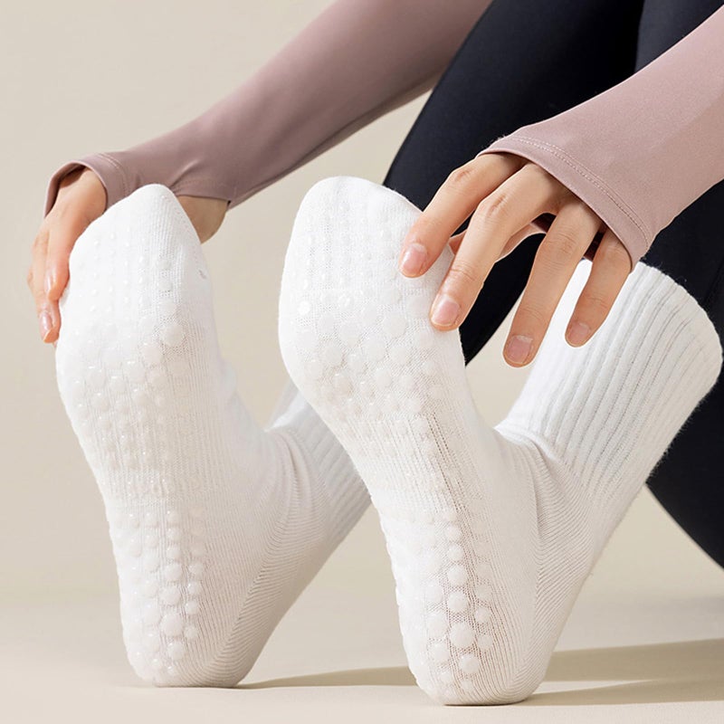 Tergy 8 Pairs Long Yoga Socks with Grip for Women Anti Skid Gripper Socks No Slip Socks for Pilates, Barre, Dance,Yoga (8 Solid Colors) - Image 2
