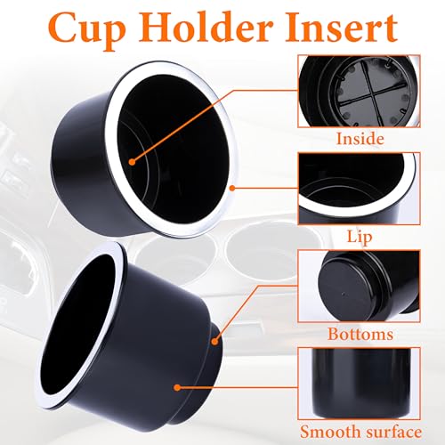 Sixzoo 2PCS Cup Holder Insert, Plastic Cupholder Insert for Car, Universal Drop In Cup Holder, Car Seat Cups Holders Replacement for Sofa Boat Rv Couch Golf Cart Truck Poker Table, for 2.8" to 3.7" Cups Base - Image 3