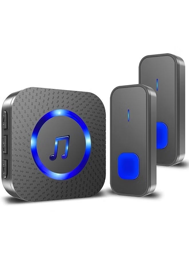 Wireless Loud Waterproof Doorbell, Easy installation, 1300ft Range, 55 Chimes 5 Adjustable Volume Levels, LED Flash (2 Button +1 Receivers) - Image 1