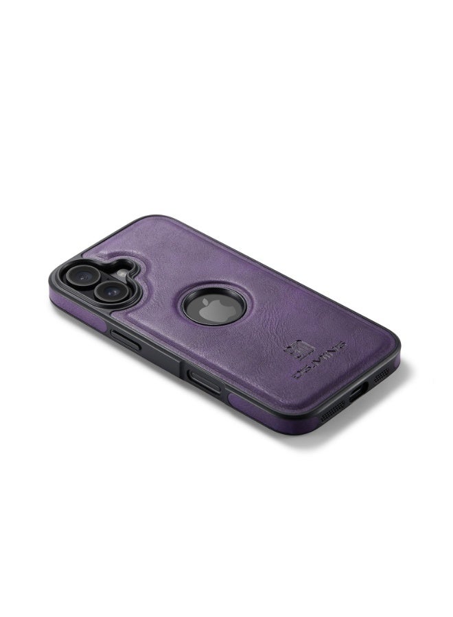 DGMING Case Cover Premium Leather Back with Logo CutOut Shockproof Compatible with  Iphone 17 (Purple) - Image 2