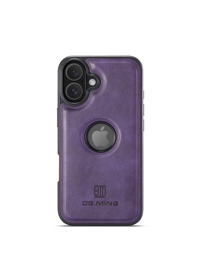 DGMING Case Cover Premium Leather Back with Logo CutOut Shockproof Compatible with  Iphone 17 (Purple) - Image 3