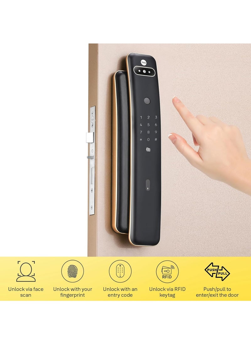 Luna Pro Plus Smart Door Lock Push and Pull, Facial Recognition Fingerprint PIN Code and RFID, Mechanical Key, C-Type Rechargeable, Auto Locking and Emergency Power, Remote Access Instant Alerts