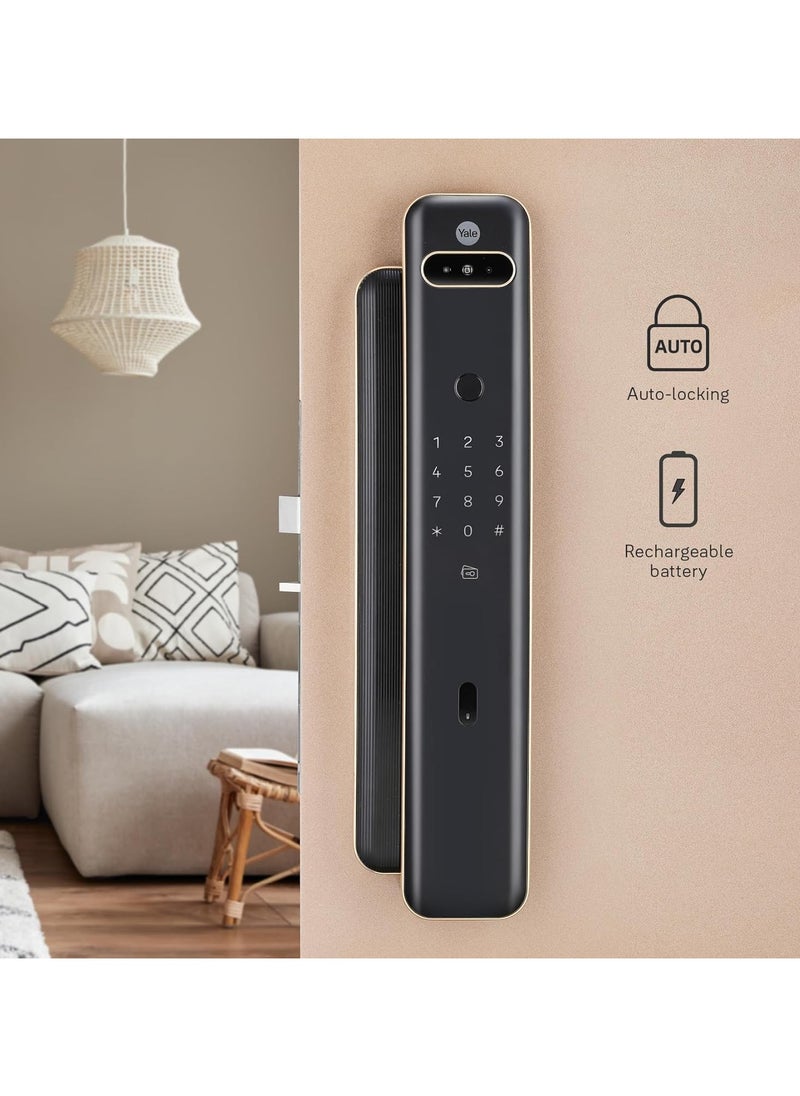 Luna Pro Plus Smart Door Lock Push and Pull, Facial Recognition Fingerprint PIN Code and RFID, Mechanical Key, C-Type Rechargeable, Auto Locking and Emergency Power, Remote Access Instant Alerts