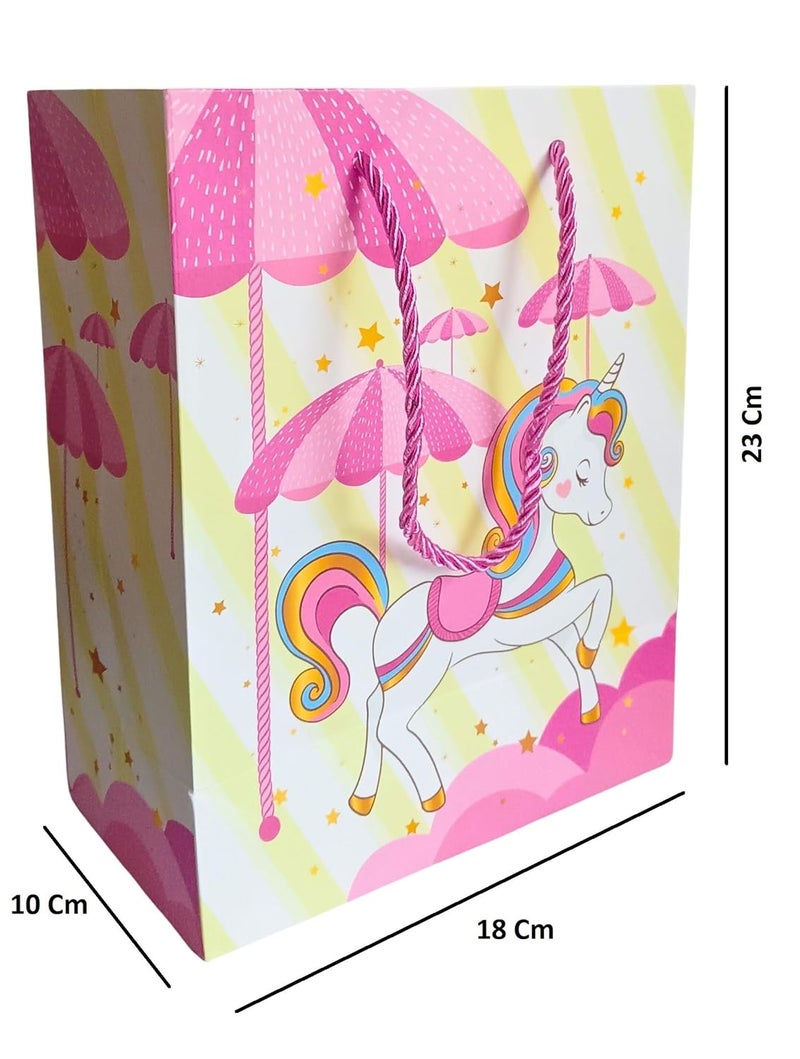 Gold Leaf GOLD LEAF Unicorn Themed Paper Bags, Unicorn Gift Goody Bags Candy Bag with Handle Reusable Birthday Bag Sweet Treat Bags Party Bags for Girls Kids Celebrations Baby Shower Halloween Christmas (Pink, 1 Count (Pack Of 6))  - Image 3