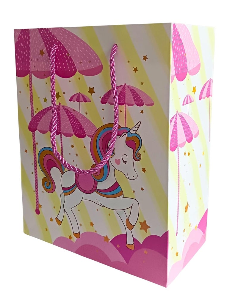 Gold Leaf GOLD LEAF Unicorn Themed Paper Bags, Unicorn Gift Goody Bags Candy Bag with Handle Reusable Birthday Bag Sweet Treat Bags Party Bags for Girls Kids Celebrations Baby Shower Halloween Christmas (Pink, 1 Count (Pack Of 6))  - Image 4