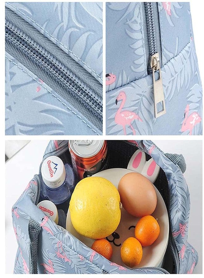 KEXES Insulated Lunch Bag for Kids School, College and Office Canvas Insulated Cooler Tote Travel Tiffin Bag Reusable Lunch Box Container for School Work Office Travel Picnic (Grey FUM Flamingo) - Image 2