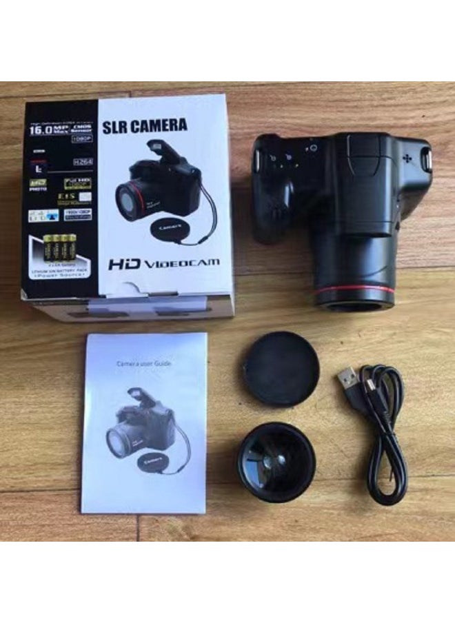 Generic English 16 Million Pixel E-Commerce Digital Camera Low Price Single Product HD Home Small SLR XH05S-Body Color:Standard Black Chinese Version + Wide-angle Mirror  - Image 1