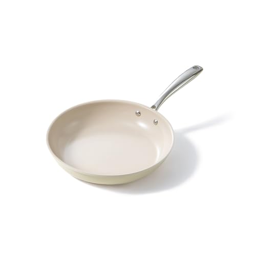 Redchef Ceramic Non Stick Egg Pans, Nonstick Frying Pan Skillet, 8 inch Cooking Pan Non Toxic with Stay Cool Handle for Induction, PTFE & PFAS & PFOA Free, Dishwasher/Oven Safe (Beige White) - Image 1