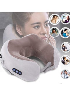 MAKS & CO. Travel Pillows For Sleeping Airplane, Portable Electric Neck Massager Soft Comfortable Breathable U-Shaped Memory Foam Massage Neck Pillow For Car Home And Office  - Image 2