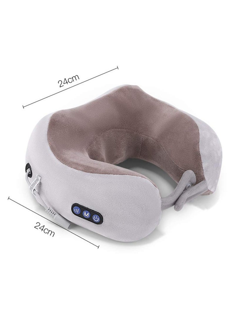 MAKS & CO. Travel Pillows For Sleeping Airplane, Portable Electric Neck Massager Soft Comfortable Breathable U-Shaped Memory Foam Massage Neck Pillow For Car Home And Office  - Image 1