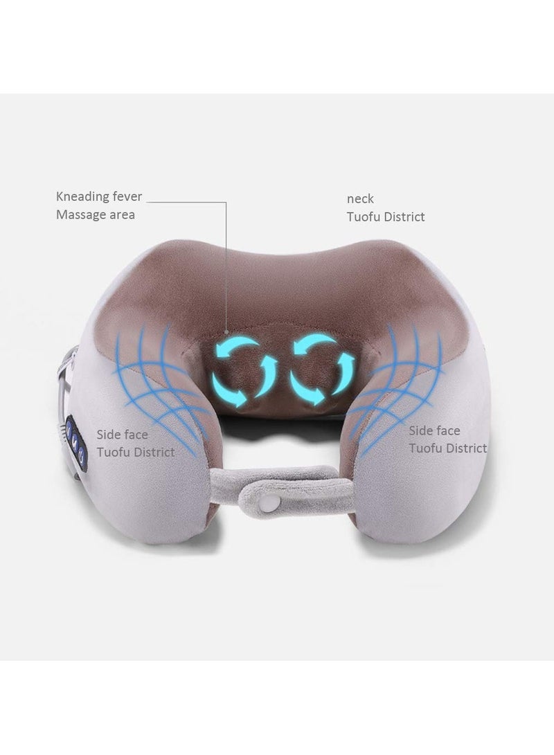 MAKS & CO. Travel Pillows For Sleeping Airplane, Portable Electric Neck Massager Soft Comfortable Breathable U-Shaped Memory Foam Massage Neck Pillow For Car Home And Office  - Image 3
