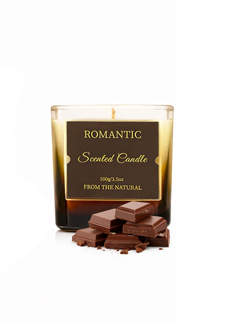 Romantic Scented Candle, Soy Wax Candle, Highly Fragrance for Relaxation, Yoga, 100g- Chocolate & Caramel - Image 1