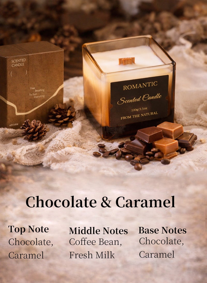 Romantic Scented Candle, Soy Wax Candle, Highly Fragrance for Relaxation, Yoga, 100g- Chocolate & Caramel - Image 2