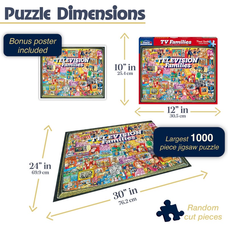 White Mountain Puzzles TV Families - 1000 Piece Jigsaw Puzzle - Image 3
