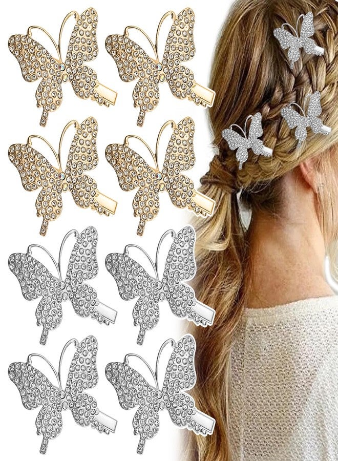 Arvintas 8 PACK Butterfly Hair Clips, Rhinestone Glitter Butterfly Metal Alligator Hair Barrette Elegant Duckbill Hair Pins Butterflies Hair Accessories for Women and Girls - Image 1