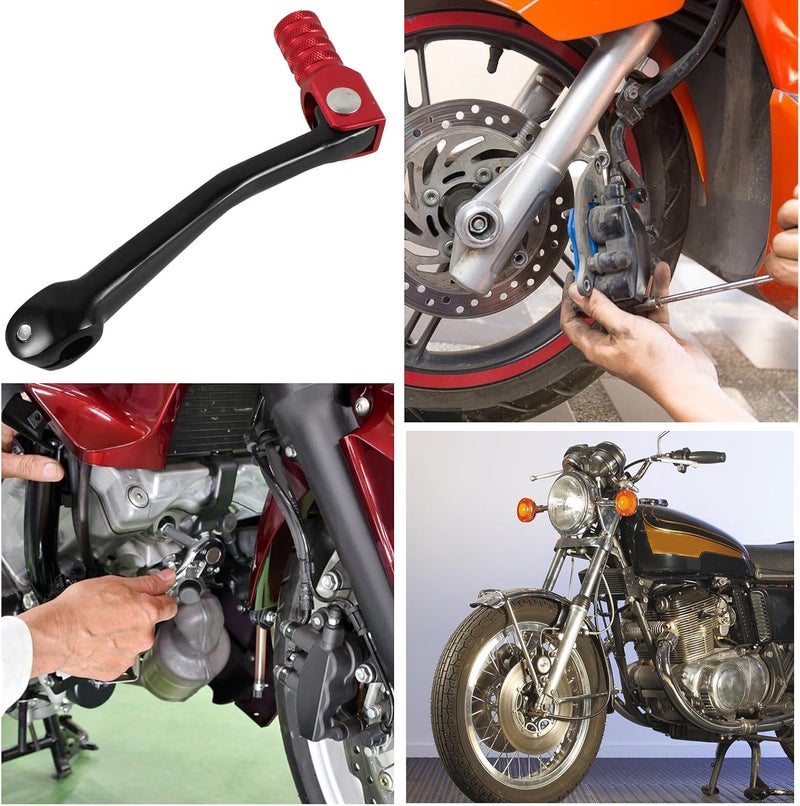 Motorcycle Gear Shifter Lever with Red Tip Black Alloy Foot Lever Replacement for Motorbike Gear Shift Controls Compatible with Most Motorcycles - Image 2