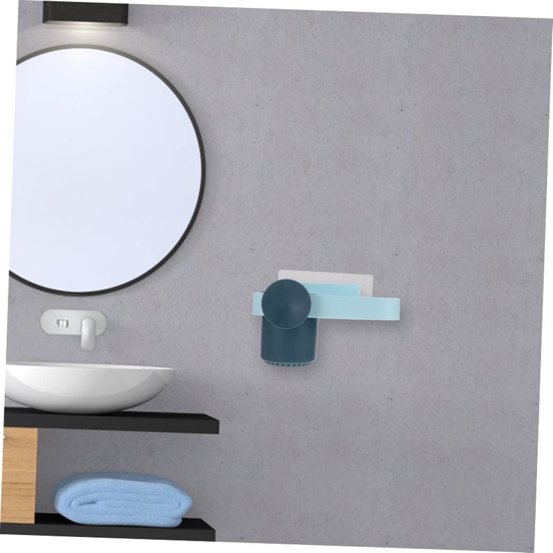 Blue Wall Mounted Hair Dryer Holder No Punching Installation Space Saving Bathroom Storage Organizer - Image 5
