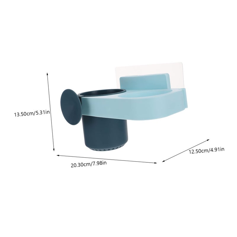 Blue Wall Mounted Hair Dryer Holder No Punching Installation Space Saving Bathroom Storage Organizer - Image 3
