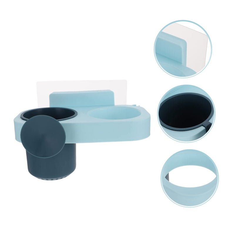 Blue Wall Mounted Hair Dryer Holder No Punching Installation Space Saving Bathroom Storage Organizer - Image 4