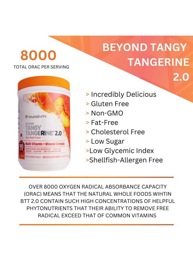 youngevity Beyond Tangy Tangerine 2.0 Citrus Peach Ultimate Multi-Vitamin & Mineral Complex - Made with Natural & Whole Foods | 8,000 ORAC | 2 Canisters  - Image 5