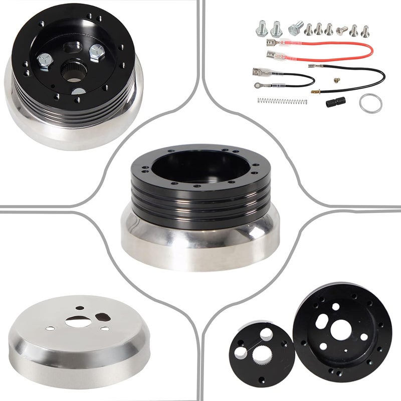YIUIY 5 & 6 Hole Billet Steering Wheel Hub Adapter - Black - Image 4