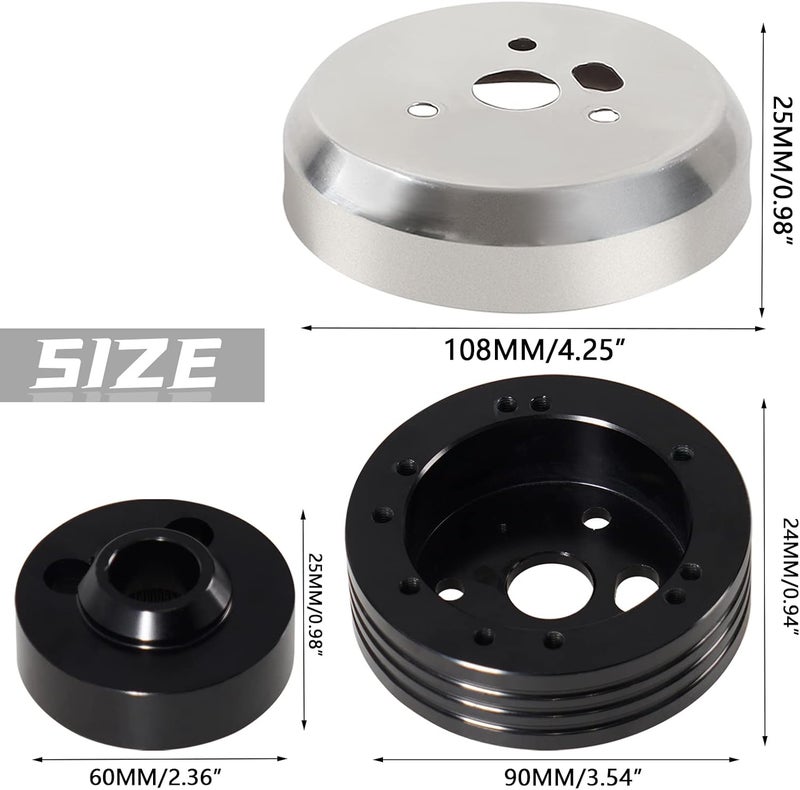 YIUIY 5 & 6 Hole Billet Steering Wheel Hub Adapter - Black - Image 2