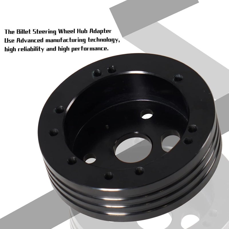 YIUIY 5 & 6 Hole Billet Steering Wheel Hub Adapter - Black - Image 3