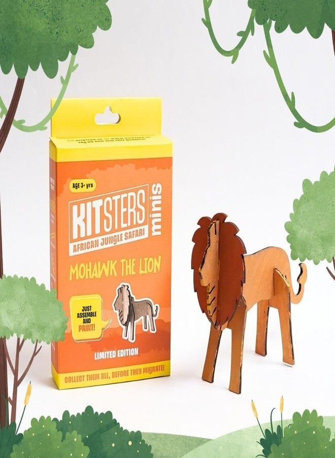 KITSTERS مجموعة كيتسترز المصغرة: موهوك الأسد | مجسم حيواني من خشب MDF | قم بتجميعه - لونه | هدية مثالية لأعياد الميلاد | فنون وحرف يدوية | نشاط ممتع للأطفال | ورشة عمل فيديو مفصلة مرفقة - Image 1