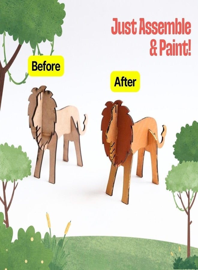 KITSTERS مجموعة كيتسترز المصغرة: موهوك الأسد | مجسم حيواني من خشب MDF | قم بتجميعه - لونه | هدية مثالية لأعياد الميلاد | فنون وحرف يدوية | نشاط ممتع للأطفال | ورشة عمل فيديو مفصلة مرفقة - Image 5