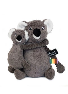Les Deglingos Trankilou Koala Mom & Baby Plush Toy - Grey, Soft Corduroy, Eco-Friendly, Suitable for Babies & Toddlers  - Image 1
