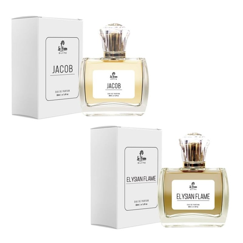 LABRISA La Brisa Elite Elysian Flame Jacob Long Lasting Unisex Perfume Combo Pack Fruity Spicy Ambe Musk Notes Ideal For Everyday Use Eau De Parfum 50ml x 2pcs  - Image 1