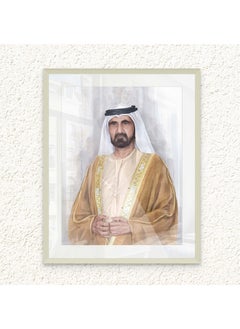 Art Decor Art Decor Framed Fine Art of Sheikh Mohammed Bin Rashid Al Maktoum Portrait UAE Wall Art with Matt Board Print Wall Decor for Home Living Room Office and Gifting  - Image 1