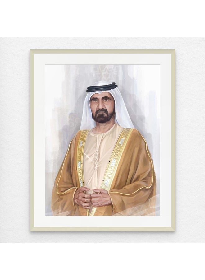 آرت دیکور  ديكور فني مؤطر، فن جميل لصورة الشيخ محمد بن راشد آل مكتوم، الإمارات العربية المتحدة، لوحة فنية جدارية مطبوعة على لوحة غير لامعة لديكور المنزل وغرفة المعيشة والمكتب والهدايا - Image 1