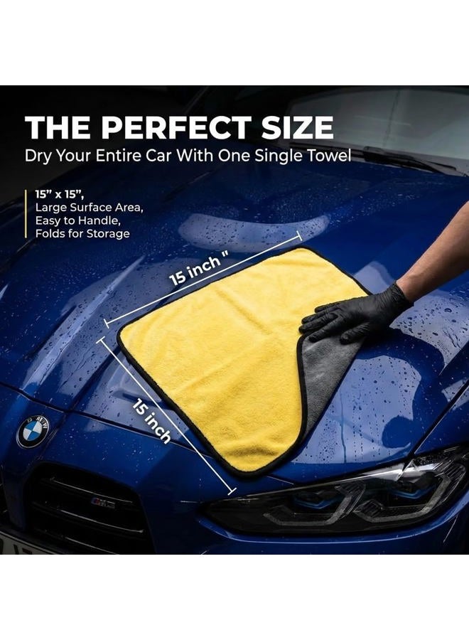 Miraclean Professional Grade Drying Towels - 15 x 15 inches, Highly Absorbent Microfiber Towel Set for Superior Cleaning and Drying Performance - Car Drying & Kitchen Towel - Pack of 3 - Image 5