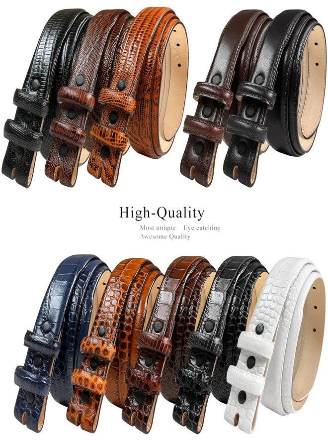 Belts.com 24/29 Genuine Full-Grain Cowhide Leather Dress Belt Strap with Snaps, Fits 1"(25mm) Wdie Buckle (Alligator Brown, 32) - Image 2