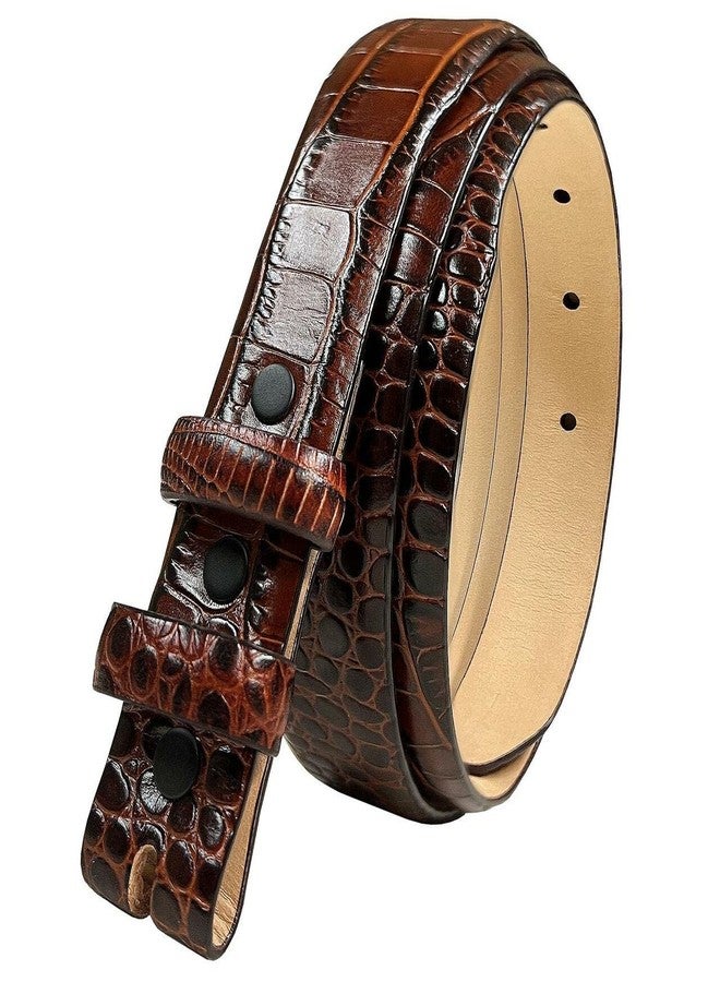 Belts.com 24/29 Genuine Full-Grain Cowhide Leather Dress Belt Strap with Snaps, Fits 1"(25mm) Wdie Buckle (Alligator Brown, 32) - Image 1